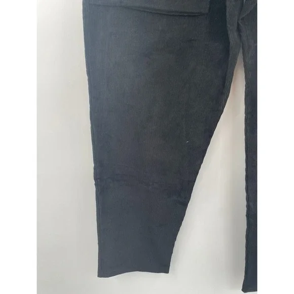 NWT Adidas Graphic Regular Corduroy Pant Men's Small Black Elastic Waist Pockets